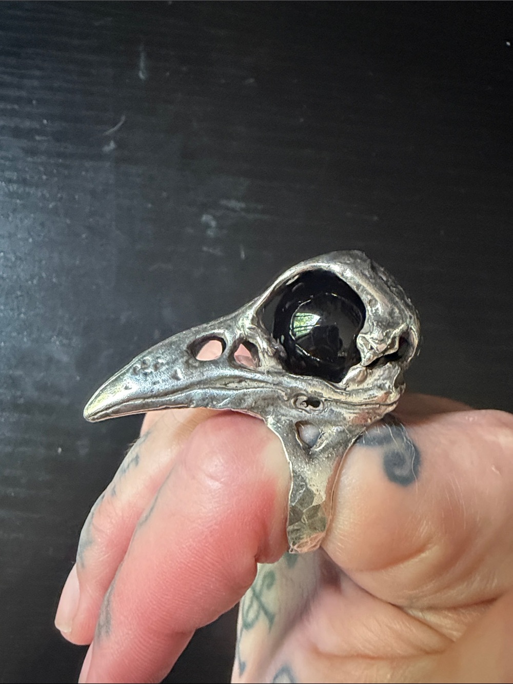 OOAK sterling silver & onyx ring - Picture 5 of 5